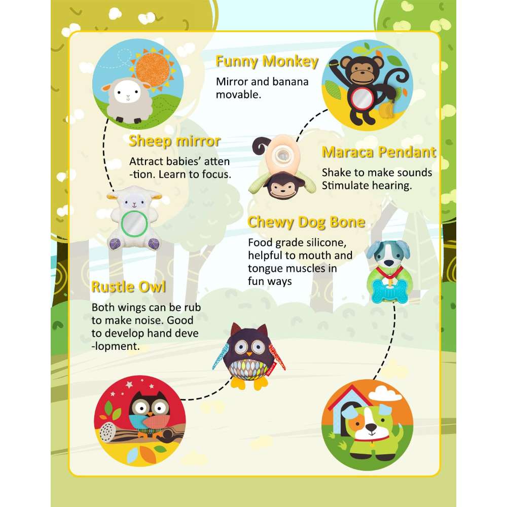 Zoo Theme Baby Play Gym: Sensory Activity Mat