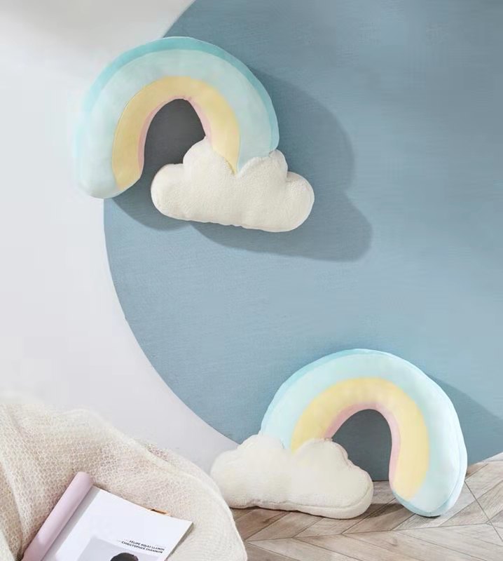 Soft Plush Weather Series Pillow: Cloud, Sun & Rainbow