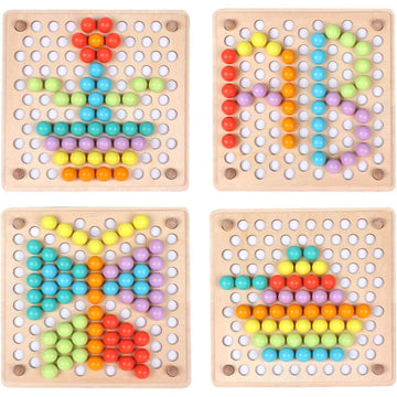 Wooden Bead Sorting Board: Montessori Color Game