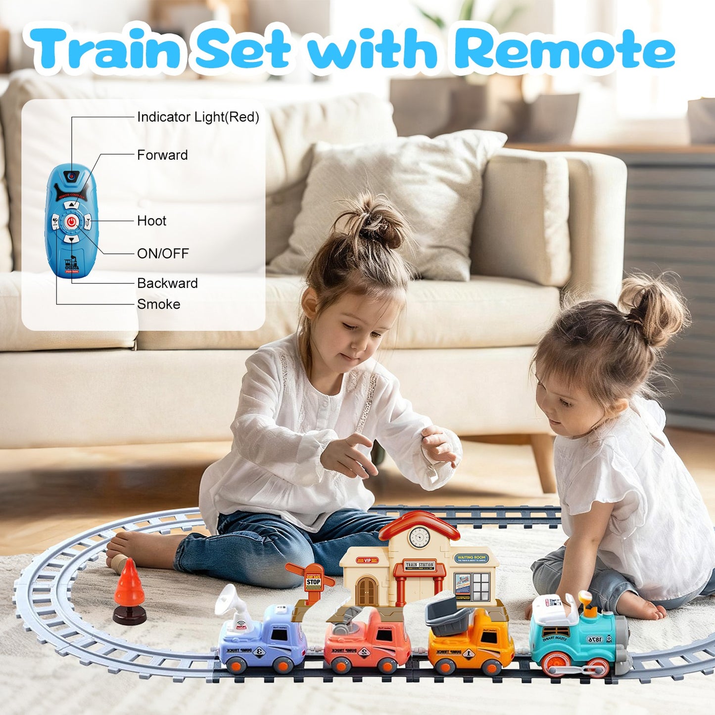 RC Electric Steam Train Set: Light, Sound & Smoke