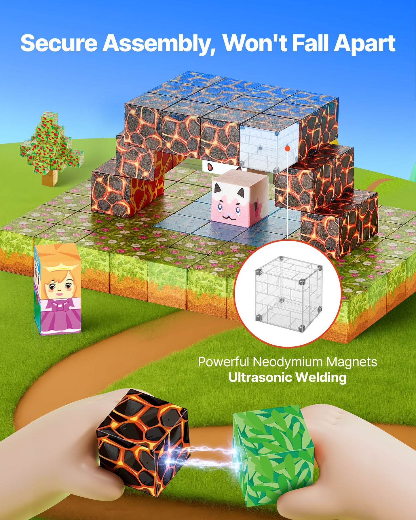 Magnetic Forest Castle Blocks: 150 Piece Set